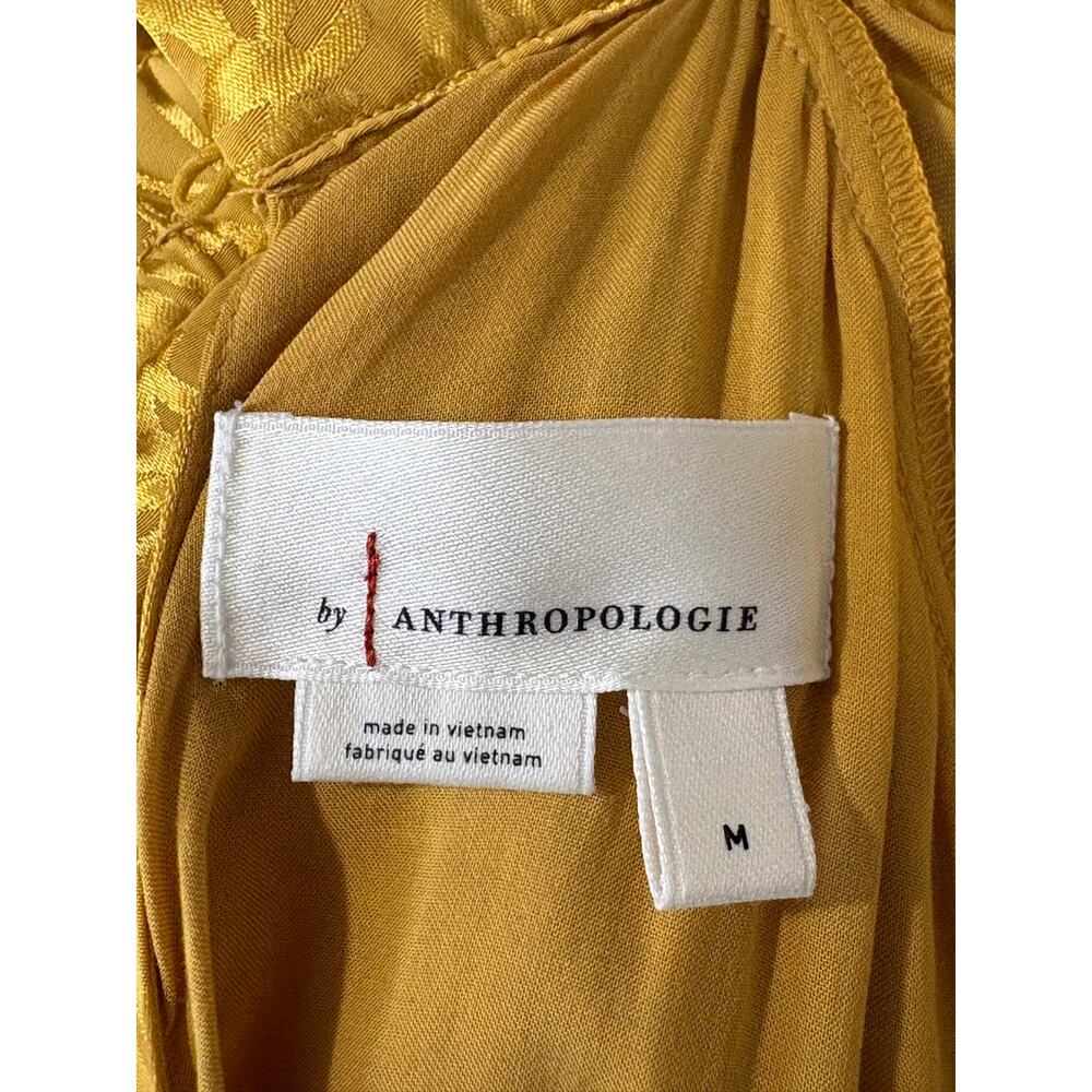 By Anthropologie The Somerset Long-Sleeve Maxi Dress Mock-Neck Gold Size M $178 - Picture 9 of 13